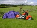 An ugly tent, an ugly bike, now all we need is an ugly bugger to use 'em.
